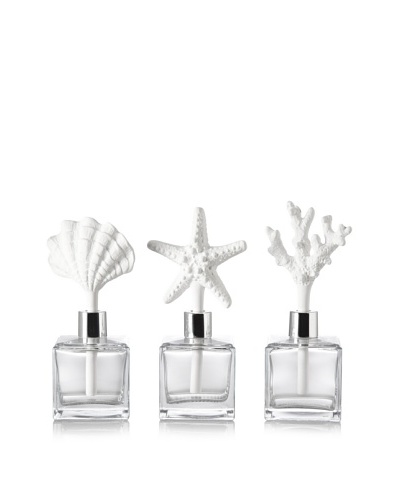 Set of 3 Pacifique Porcelain Fragrance Diffusers, Clear/White