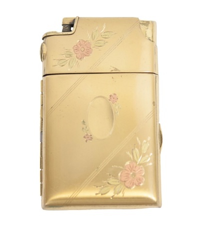 Brass Lighter with Floral Enamel Design