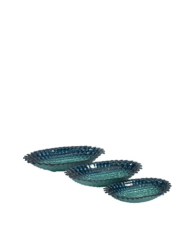 Set Of 3 Arena Glass Bowls, Ocean BlueAs You See