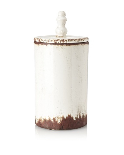 Ceramic Canister, Off-White/Brown, Large