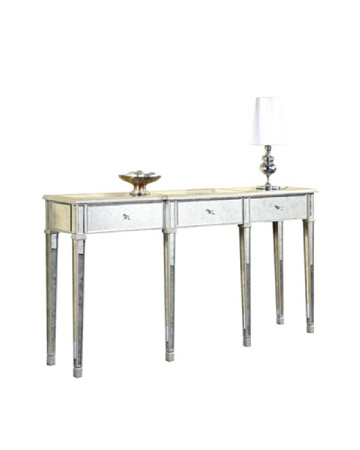 Florentine 3-Drawer Table, Silver Leaf/Antique Mirror