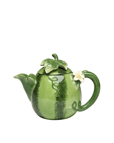 Ceramic Hand-Made Watermelon Teapot, Green
