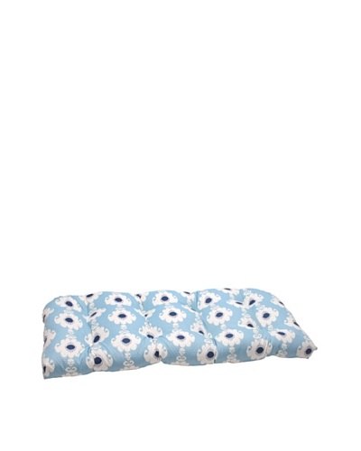 Waverly Sun-n-Shade Rise and Shine Pool Wicker Loveseat Cushion [Navy/Aqua/Cream]