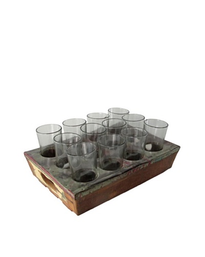 Nine Hole Wood Drink Tray & Glasses