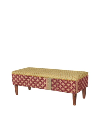 One of a Kind Kantha Bench, Red/Amber Multi