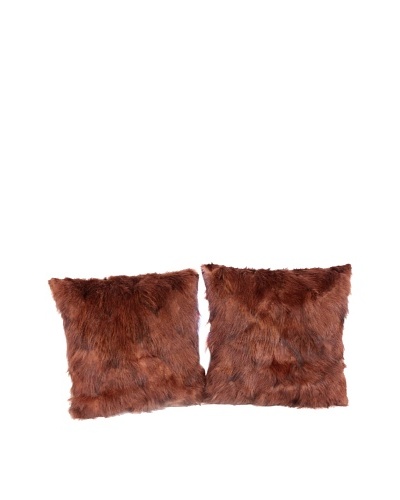 Pair of Upcycled Red Fox Pillows, Brown, 18 x 18