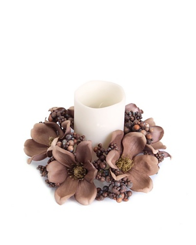 Magnolia with Berry Candle Ring, Brown