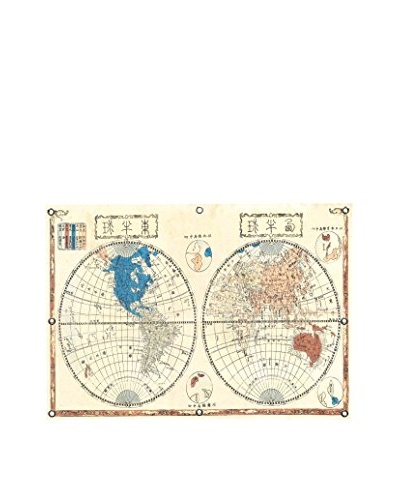 Japanese Map of the World in Two Hemispheres (1848) by Shincho Canvas Print