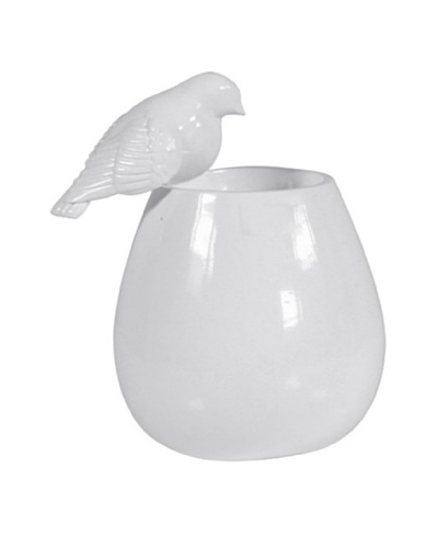 Mini Vase with Bird, White