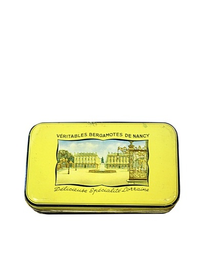 Vintage Veritables Bergamontes de Nancy Delicieuse Specialite Lorraine Tin, Yellow/Blue