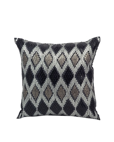 Joseph Abboud Diamond Sequins Ikat Pillow, Charcoal, 12 x 12