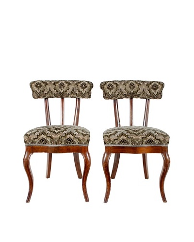 Pair of French Accent Chairs, Brown/Black/Tan