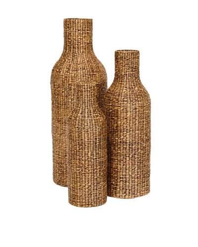 Set of 3 Rib Weave Bottle Urns