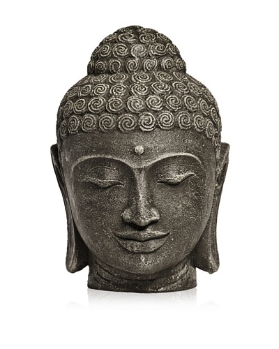 Biji Stone Buddha Head, Grey, Large