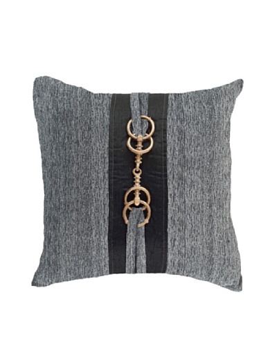 Horn Button Pillow, Black/Gold/Grey, 18 x 18As You See