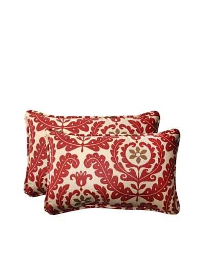 Set of 2 Outdoor Meridian Henna Rectangle Toss Pillows [Red/Brown/Tan]