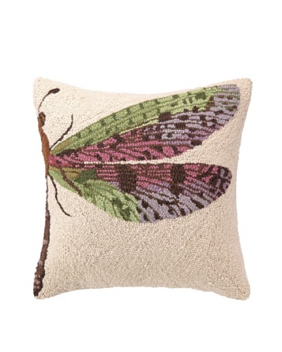 Hook Pillow, Pink Dragonfly, 18 x 18
