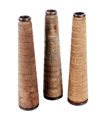 Set of 3 French Knitting Loom Spools, Brown