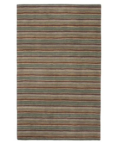 Hand Made Oxford Stripes Rug, Forest Green, 5' x 8'