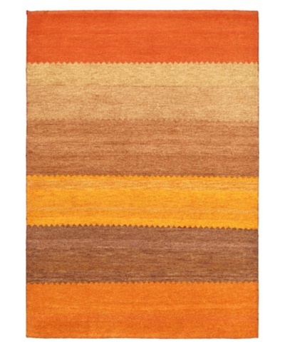 Hand-Knotted Gabbeh Modern Rug, Dark Orange, 4' 7 x 6' 7