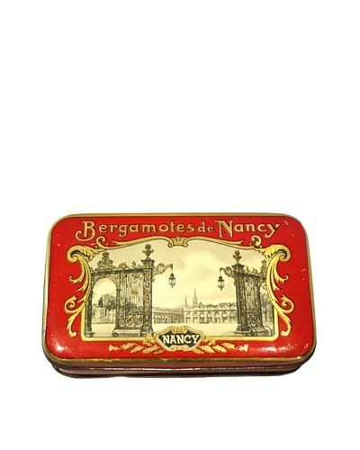 Vintage Bergmotes de Nancy Tin Box, Red/Gold/Cream