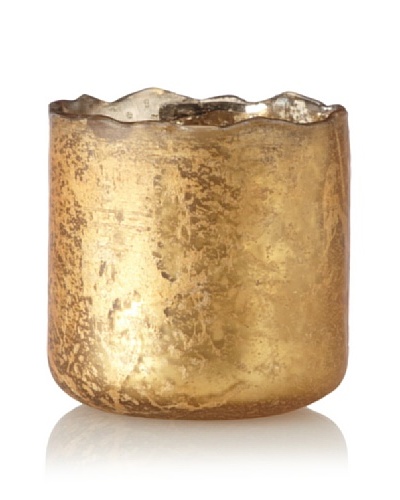 Antique Foil Finish Uneven Rim Glass Votive, Gold