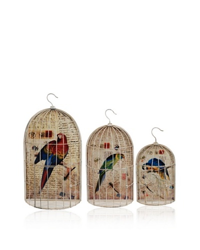 Set Of 3 Wire Bird Cages [Multi]