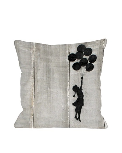Banksy Girl with Balloons Pillow