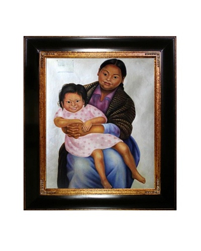 Diego Rivera's Portrait of Madesta and Inesita Framed Reproduction Oil Painting