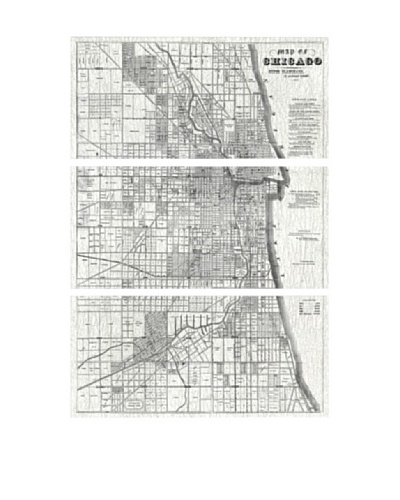 Oliver Gal Map of Chicago 1857 Triptych Canvas Art