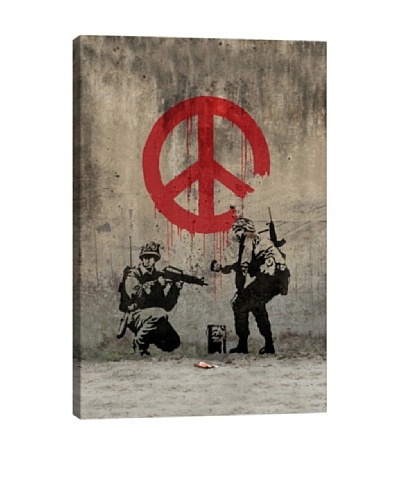 Banksy Soldiers Painting Peace Canvas Print