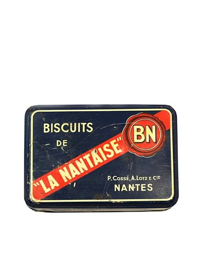 Vintage Biscuits De La Nantaise Tin, Blue/Red