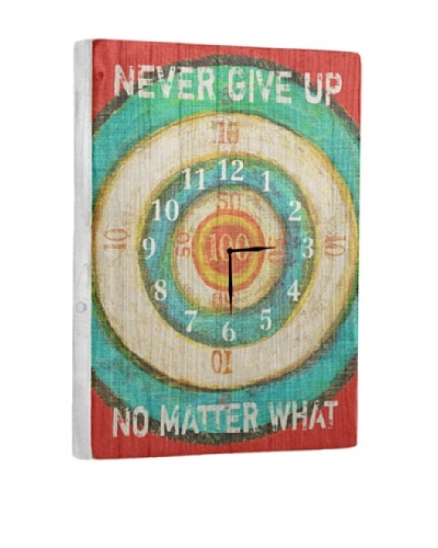 Never Give Up Reclaimed Wood Clock, Red