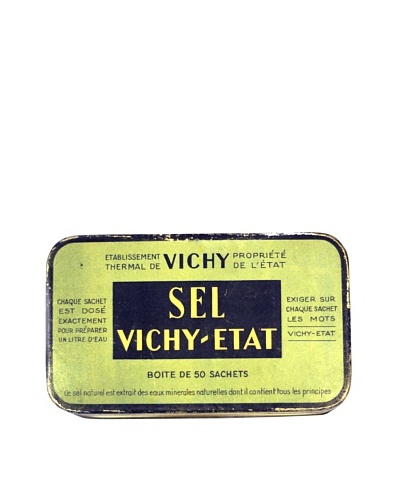 Vintage Sel Vichy-Etat Tin, Green/Blue