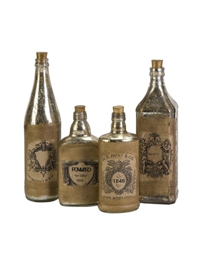 Set of 4 Vintage Bottles with Labels