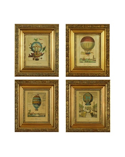 Set of Four Framed French Balloon Prints
