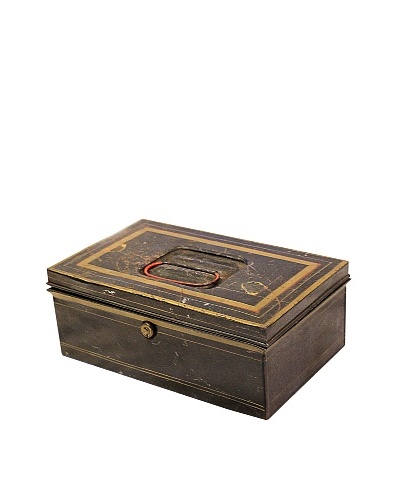 Tin Box with Lock Black/Gold/Red