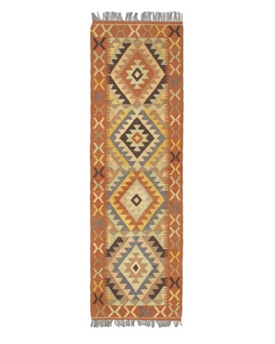 Hand woven Istanbul Yama Kilim Traditional Runner Wool Kilim, Copper, 2' x 6' 6 Runner