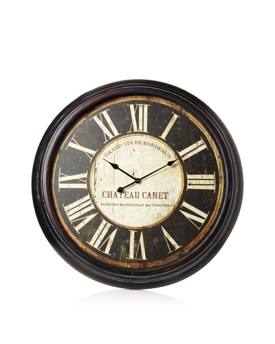 Oversized Metal-Framed Clock, Black/Ivory, 36