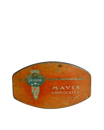 Vintage Devoine Mavis Chocolates Tin Box, Red/Blue/Gold