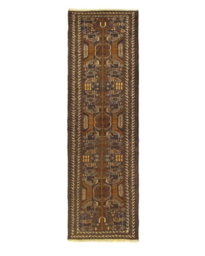 Hand-knotted Royal Balouch Traditional Runner Wool Rug, Dark Brown, 2' 9 x 9' 5 Runner