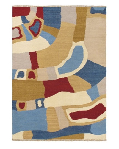 Hand Woven Ankara Flatweave Kilim, Khaki, 4' 6 x 6' 7