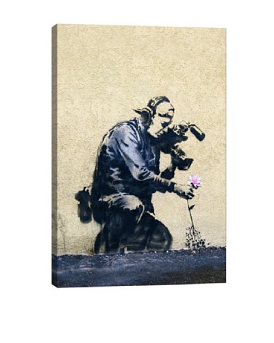 Banksy Camera Man & Flower Canvas Print