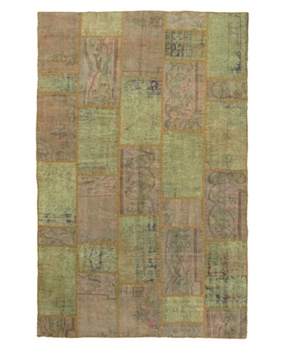 Handmade Ottoman Yama Patchwork Wool Rug, Light Aqua, 7' x 11'