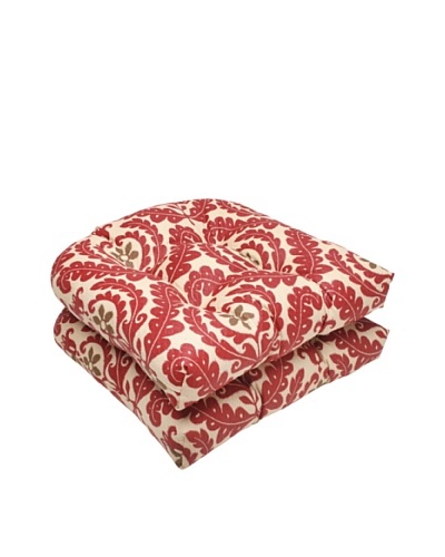 Waverly Sun-n-Shade Set of 2 Meridian Henna Wicker Seat Cushion [Red/Brown/Tan]
