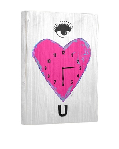 I Love U Reclaimed Wood Clock