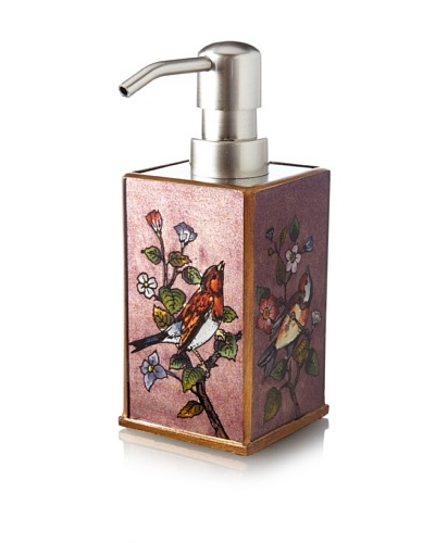 Reverse-Painted Glass Liquid Soap Dispenser, Plum