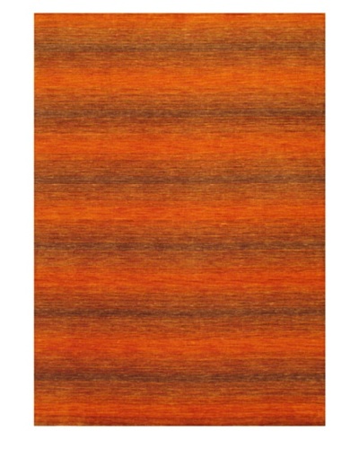 Hand-Knotted Luribaft Gabbeh Riz Rug, Brown/Dark Orange, 5' 7 x 7' 10