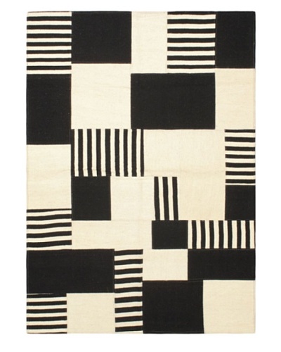 Mosaico Transitional Kilim, Black/Cream, 4' 7 x 6' 5