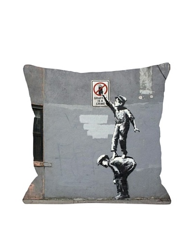 Banksy Graffiti is a Crime Pillow